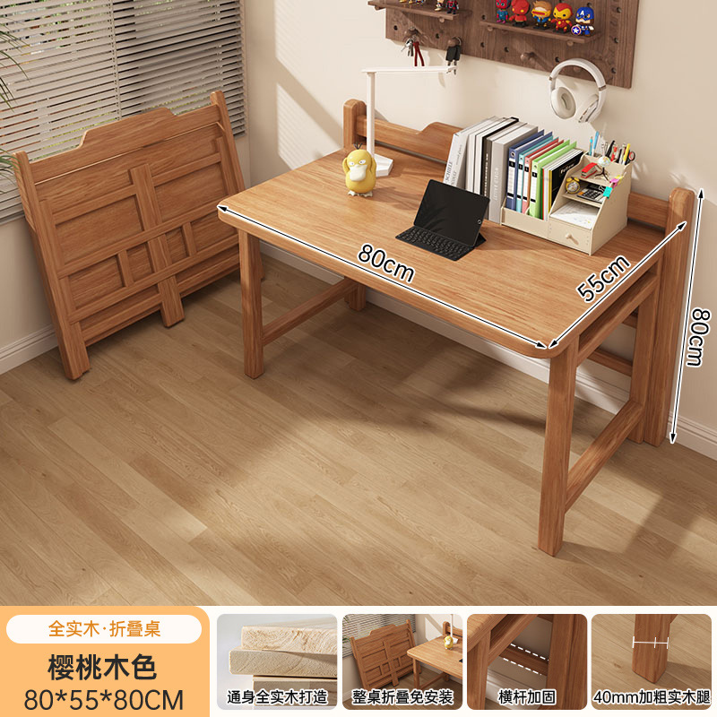 Escritorio plegable de madera sólida, escritorio de computadora doméstica, dormitorio pequeño, escritorio de estudio, escritorio de oficina simple