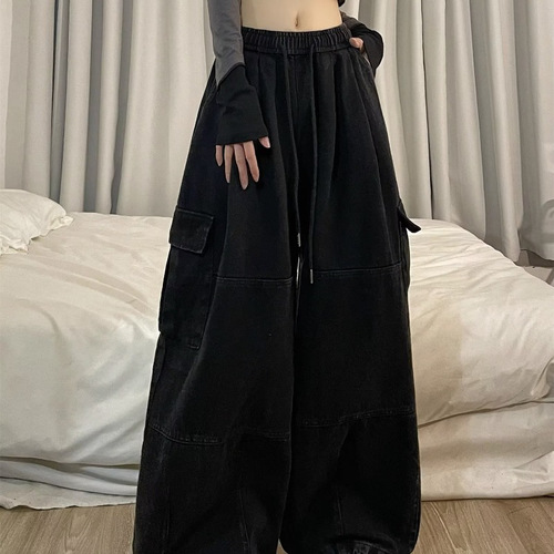 Vintage American High Street Wide Leg Denim Casual Couple Trend Brand Loose Straight Leg Work Pants