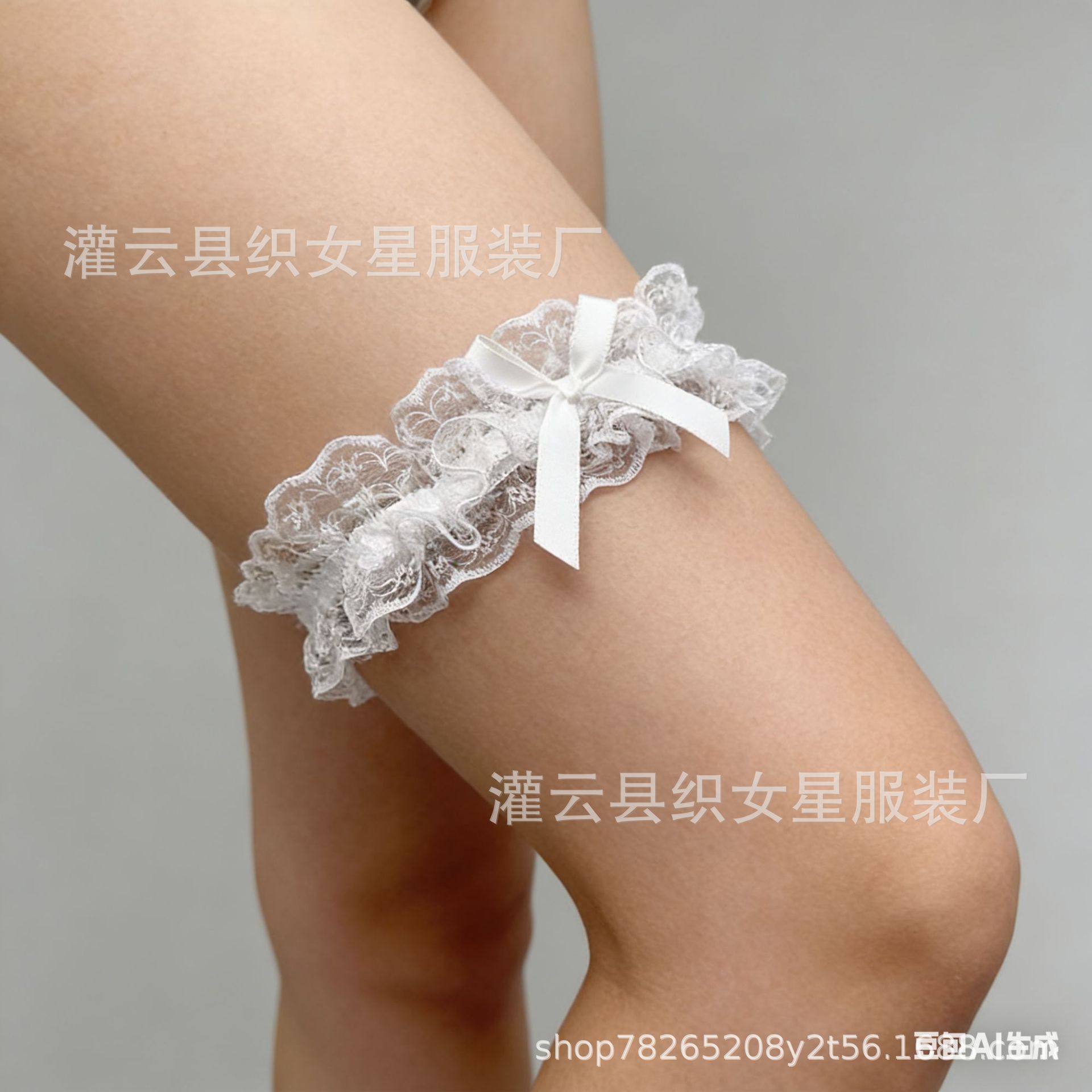 Japanese-Style Lace Bow Thigh Ring for Bridal Wedding Accessories — detail image 5