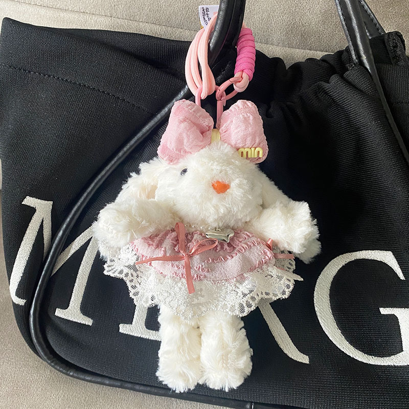 かわいいチューリップガーゼスカート、長い耳のウサギのバッグペンダント、高級ぬいぐるみペンダントキーホルダー、親友ギフト|undefined