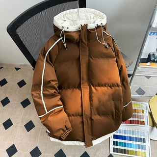 冬季棉服棉衣男落肩袖连帽面包服学生连帽棉衣潮牌情侣休闲棉