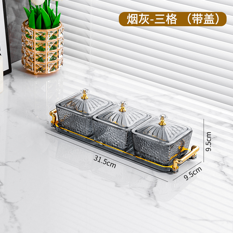 INS Luz de lujo vidrio dividido plato de fruta snack caramelo fruta seca snack placa sala de estar hogar comercial KTV DE ALTO aspecto