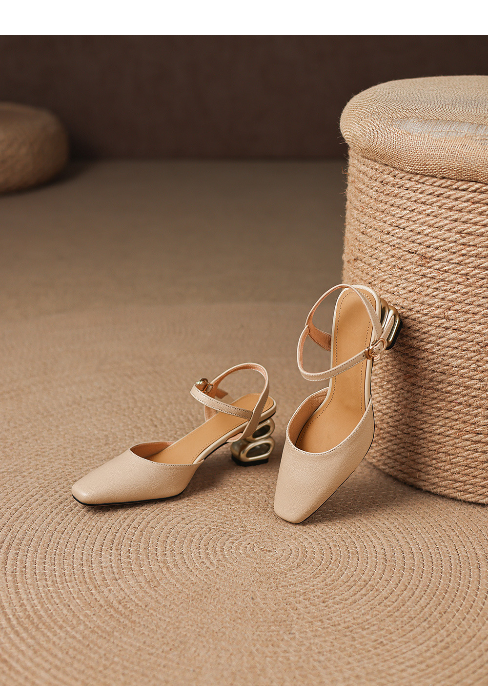 Sandal cao gót nữ mũi nhọn quai ngang kiểu Hàn Quốc — màu trắng ngà chi tiết 21
