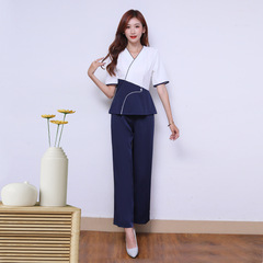 2022 Spring New Foot Bath Massage Stylish Workwear for Women Beauty Therapists Technicians SPA Wellness Salon Set Short Sleeve