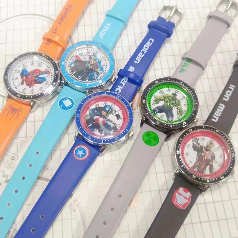 Foreign Trade Cartoon Marvel Watch for Children, Boys, Primary and Secondary School Students, Spider-Man Waterproof Quartz Watch, Cross-Border Hot Sale