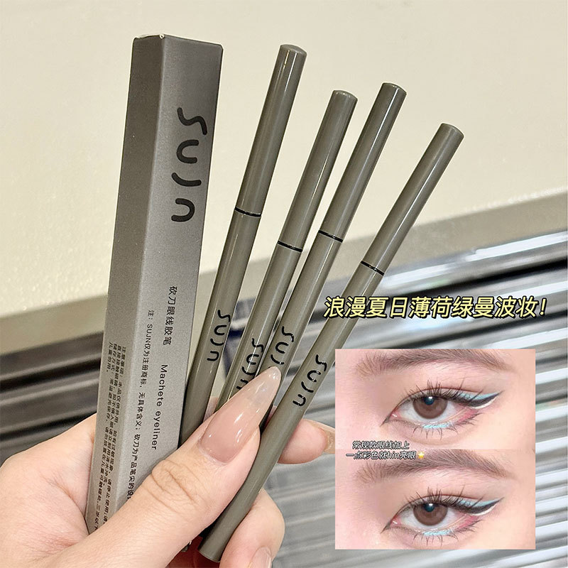 Sujn Douyin Popular Machete Eyeliner Gel Pen Is Long-Lasting and Not Easy to Smudge, Showing Natural and Smooth Color, Waterproof and Sweat-Proof Green