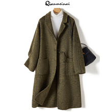复古气质盘扣羊毛大衣女中长款2025冬季外套新款呢子大衣女装批发
