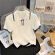 Ice Silk Knitted Short-sleeved Shirt Women's Summer 2025 New Fashion Stylish Age-reducing Shirt Small Chanel Style Top