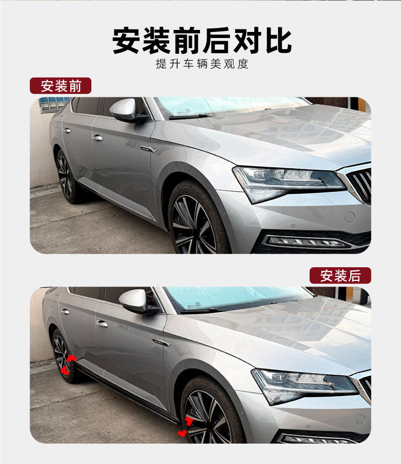 Suitable for Skoda Superb B8 2015-22 side skirt spoiler small exterior trim cross-border modification