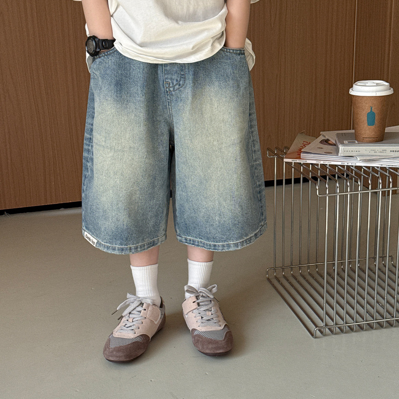 2026 Fashion Summer New Versatile Casual Baby Loose Shorts Korean Style Letter Print Children's Jeans Trendy