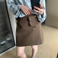 Hers一勺甜秋季韩系简约风经典百搭通勤直筒短款半身裙女(配包包)