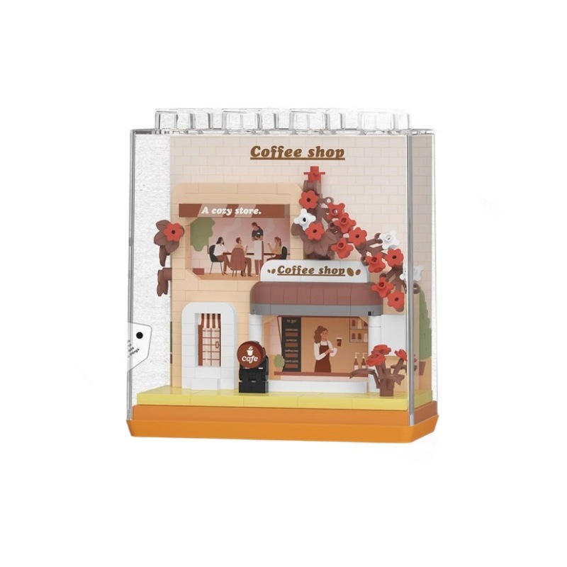 Tienda de bodas, cafetería, floristería, castillo de la infancia, vista de la calle, cabaña compatible con los bloques de construcción, juguetes para niños, regalos para niñas.