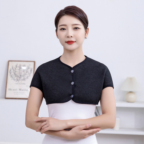 Warm Men and Women Double-Layer Thick Shoulder Jacket Small Waistcoat Skin-Friendly Coffee Fleece Close-Fitting Autumn and Winter Back Support