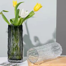 網紅極凍冰川岩石花瓶玻璃透明ins風插花玫瑰鮮花客廳餐桌擺件