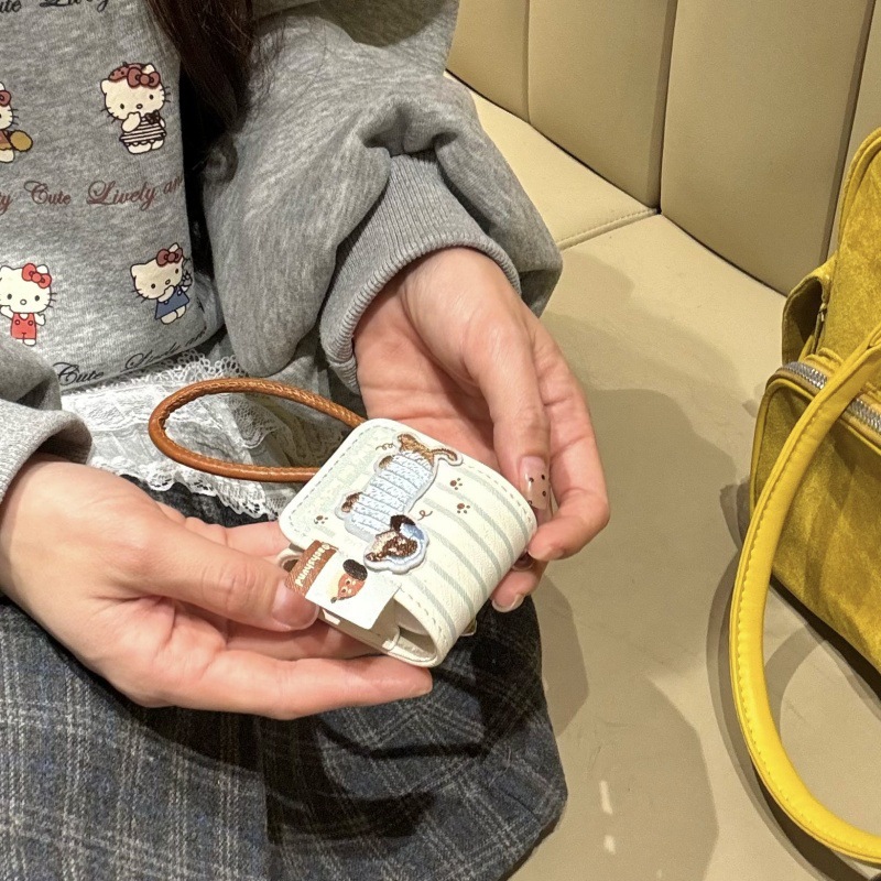 Perro salchicha bordado a rayas azul y blanco japonés y coreano para Airpods4/3 funda protectora para auriculares 2pro tres generaciones nicho