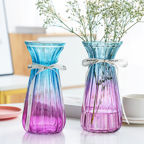 Extra-large thickened glass vase for living room, dried flower arrangement, hydroponic green ivy, lucky bamboo, lily flower, transparent vase