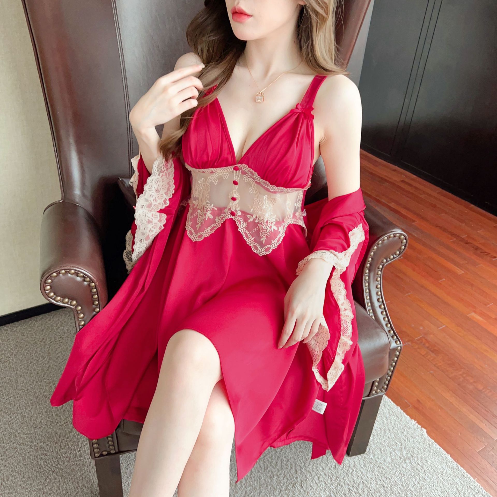 아이스 실크 잠옷, 속옷, 신부 드레싱 가운, 섹시한 등이없는 유혹, 아이스 실크 편안한 아우터 가운, 플러스 사이즈 홈 슈트