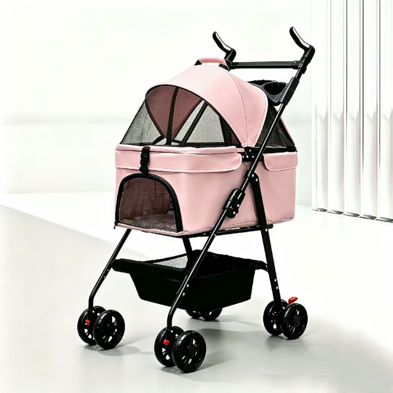 Cochecito Plegable para Mascotas de Metal, Plegable, para Exteriores
