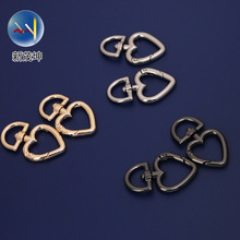 锌合金钥匙扣DIY配件爱心型挂扣弹簧扣毛球公仔挂件桃心饰品