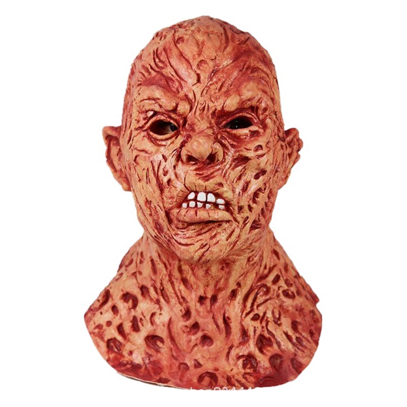Fredi máscara látex tocado bioquímica Zombie Jason cos Halloween horror cara podrida Zombie Casa Encantada Accesorios