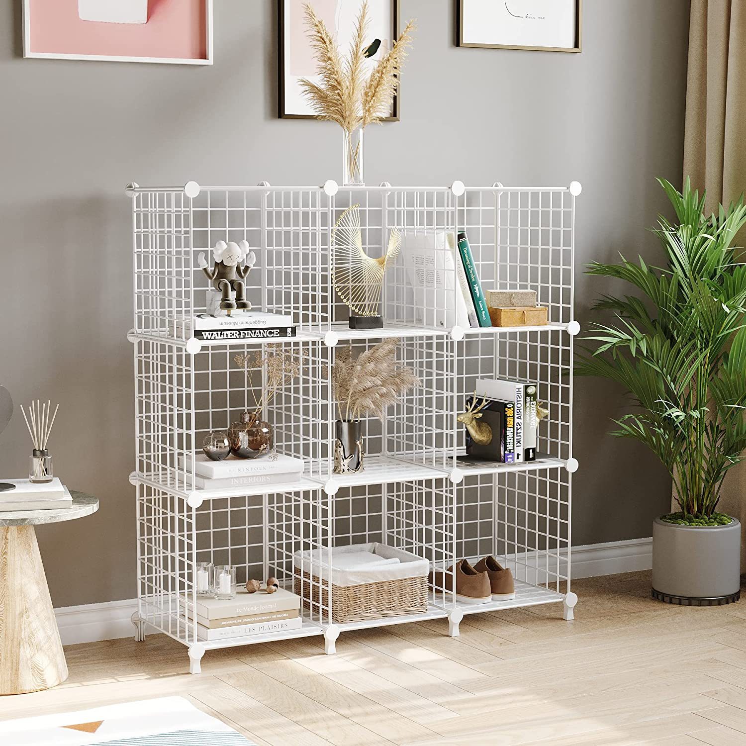 Estante de rejilla de hierro combinación simple para almacenar artefactos mágicos sala de estar dormitorio estante de almacenamiento simple de rejilla de hierro de acabado multicapa