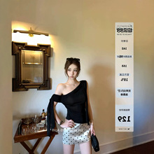 板栗可可Bankelili'柏林春日'法式斜肩设计飘带无袖上衣背心女夏