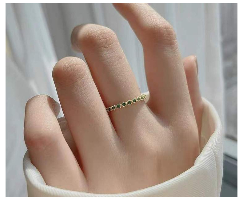 Großhandel Einfacher Stil Einfarbig Sterling Silber Künstlicher Diamant Offener Ring display picture 3