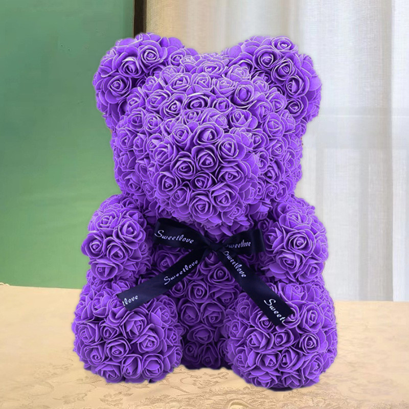 Oso de Rosas Artificiales Transfronterizo, Regalo de Cumpleaños, Regalo del Día de San Valentín Chino, Oso de Flores de PE Hecho a Mano, Producto Terminado