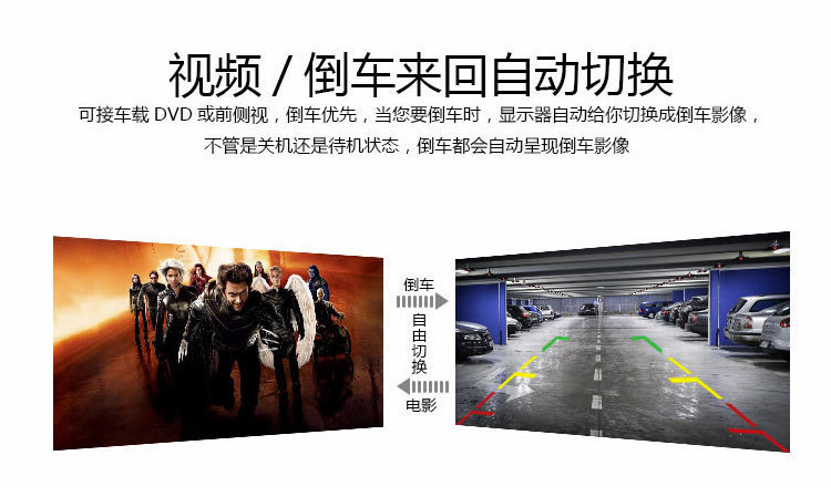 7-inch HD car monitor desktop reversing monitor truck two-way video input reversing image