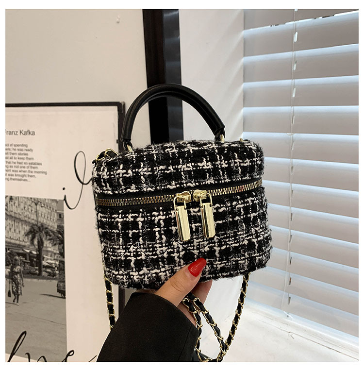 2023 borsa a tracolla scozzese semplice a tracolla in lana intrecciata di nuovo stile, piccola borsa quadrata per donna_voghion.com