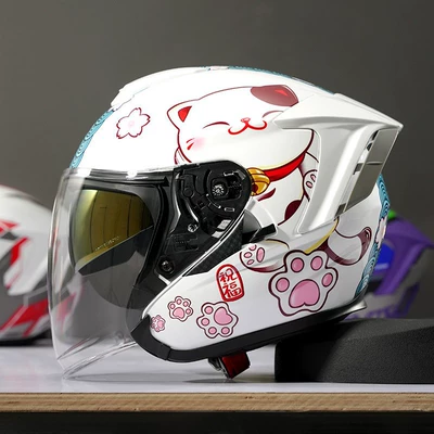 Motorcycle Half Helmet 3/4 | Motosiklet kaskı (dəbilqə) - r05-lucky-cat-blue-s-code