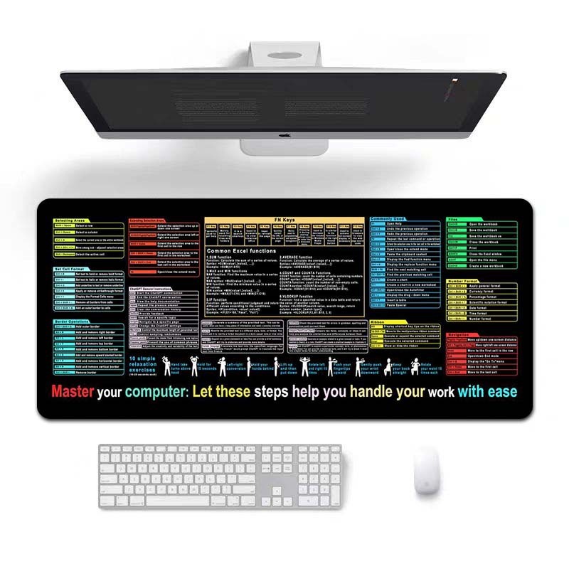 跨境批发热销英文快捷键多国语言定制耐脏鼠标垫办公桌垫MousePad|undefined