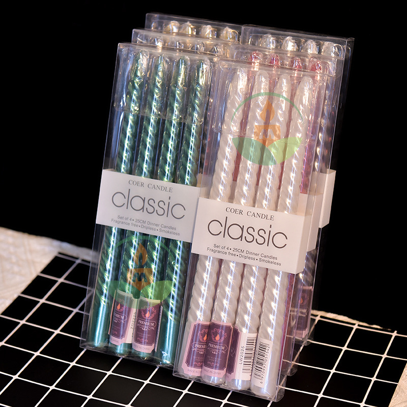 Color de estilo europeo galvanoplastia hilo largo varilla vela al por mayor sin humo boda cumpleaños cono varilla vela transfronteriza Amazon