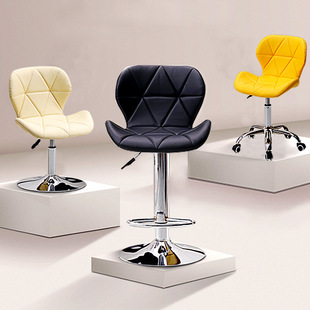 Bar Stool Modern Minimalist High Stool Cashier Chair Stool with Backrest Adjustable Chair Home Swivel Bar Front J^