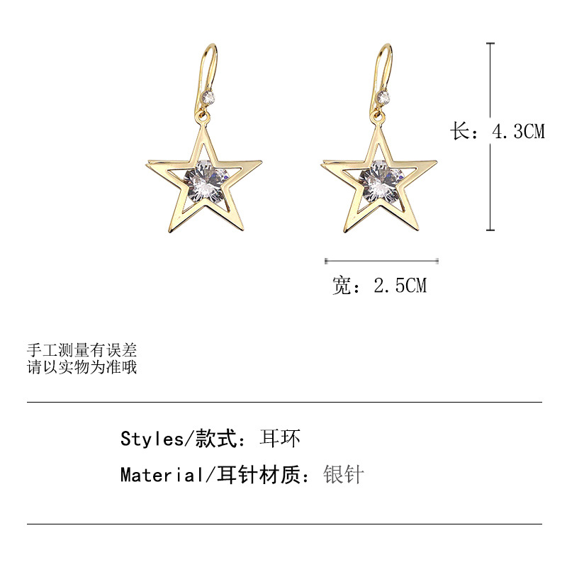 Fashion Five-pointed Star New Inlaid Zircon Earrings display picture 1
