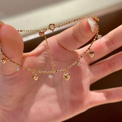 爆款流苏爱心闪钻手链女轻奢ins小众设计高级感气质百搭手饰品