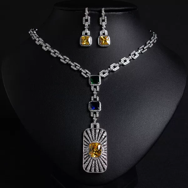 Set, necklace and earrings, 2 piece set