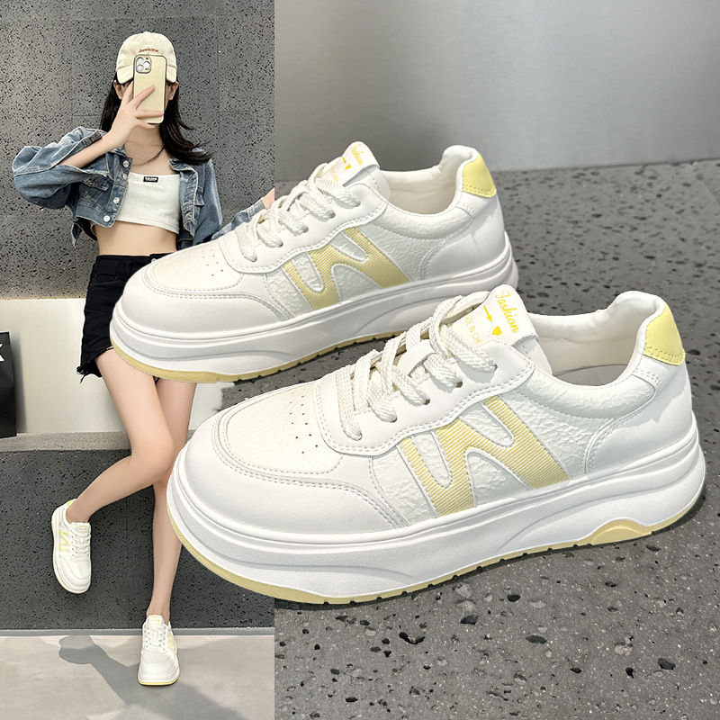 High-end Women's White Sneakers, New Autumn 2026 Trendy Internet Celebrity Versatile Thick-soled Platform Popular_vogvips.com