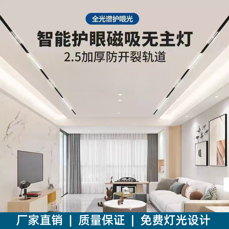Magnetic Track Light Home Living Room Without Main Lighting Embedded Track Magnetic Light Floodlight Zhongshan Lamp Light Magnetic Track Light Home Living Room Without Main Lighting Embedded Track Magnetic Light Floodlight Zhongshan Lamp Light