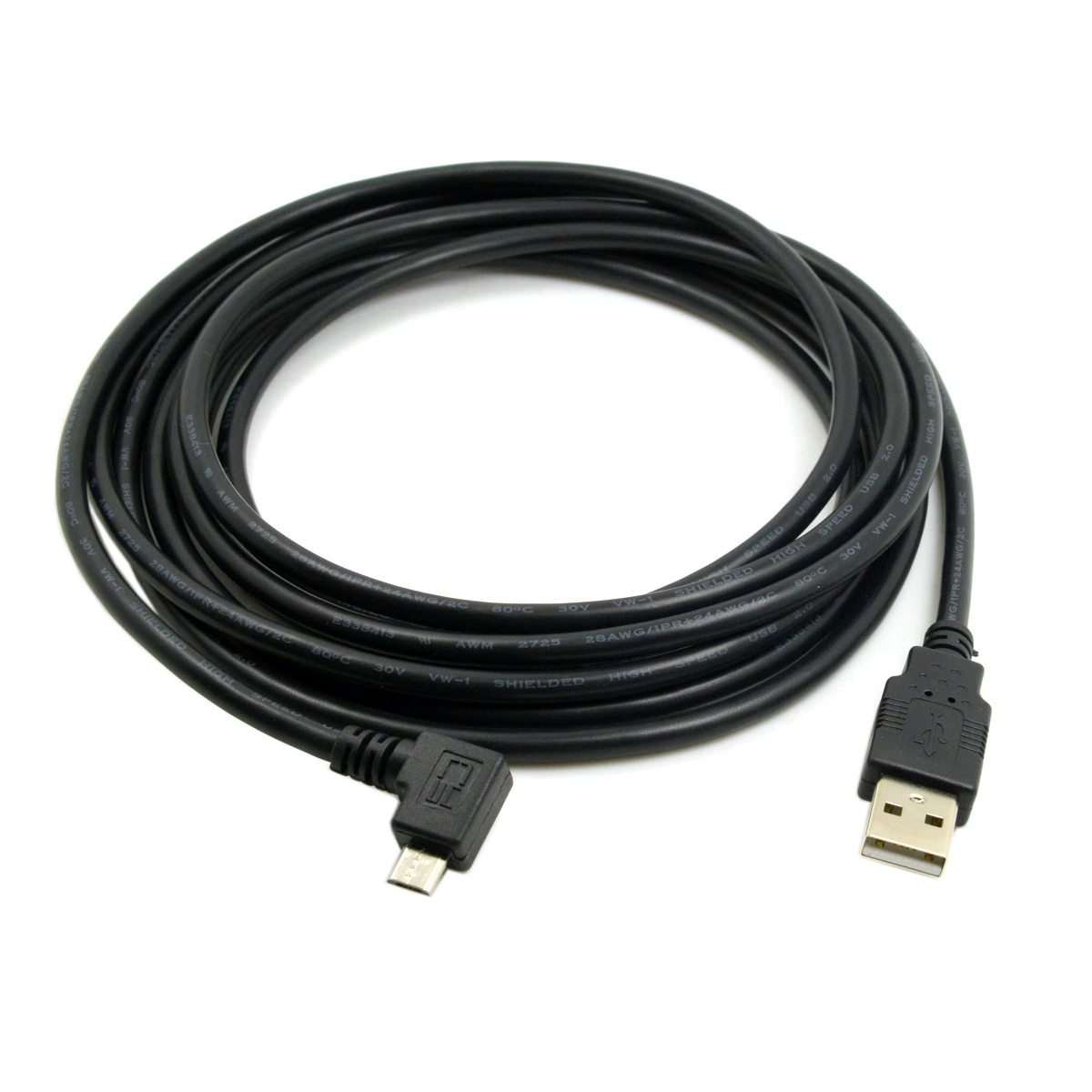Кабель питания для телефона 2A USB 2.0 male к Micro USB, левый изгиб под углом 90°, кабель зарядки/передачи данных для наушников и планшета, 1.5м