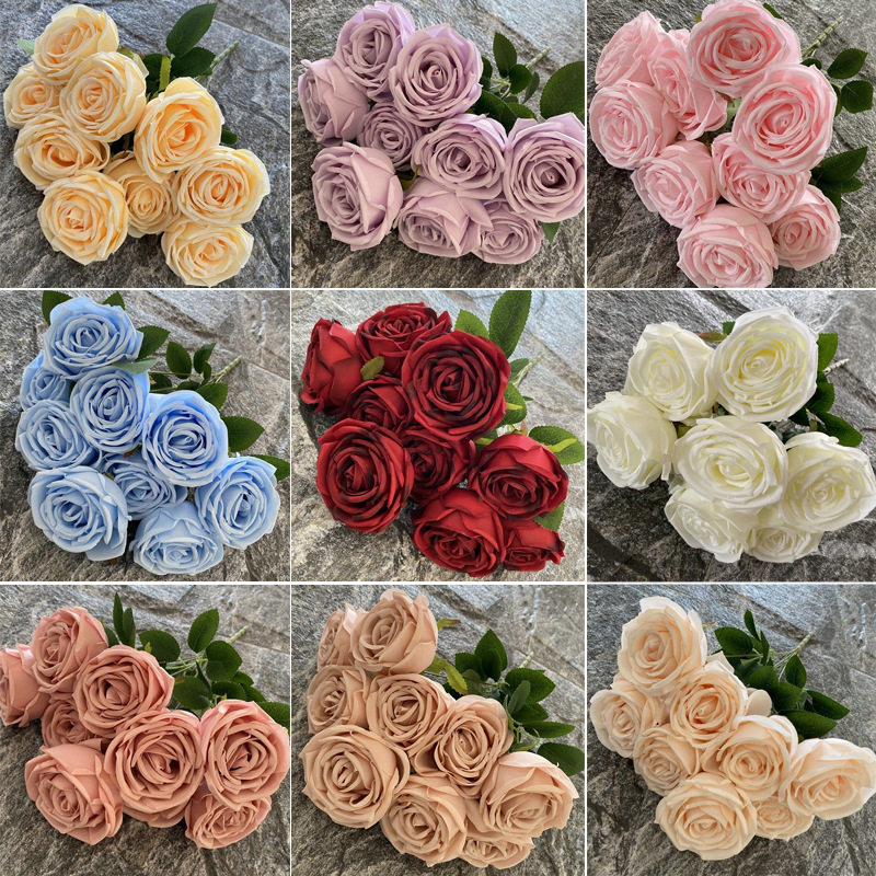 多头皇妃玫瑰ins风婚庆手捧花婚礼堂家居背景墙装饰仿真假花