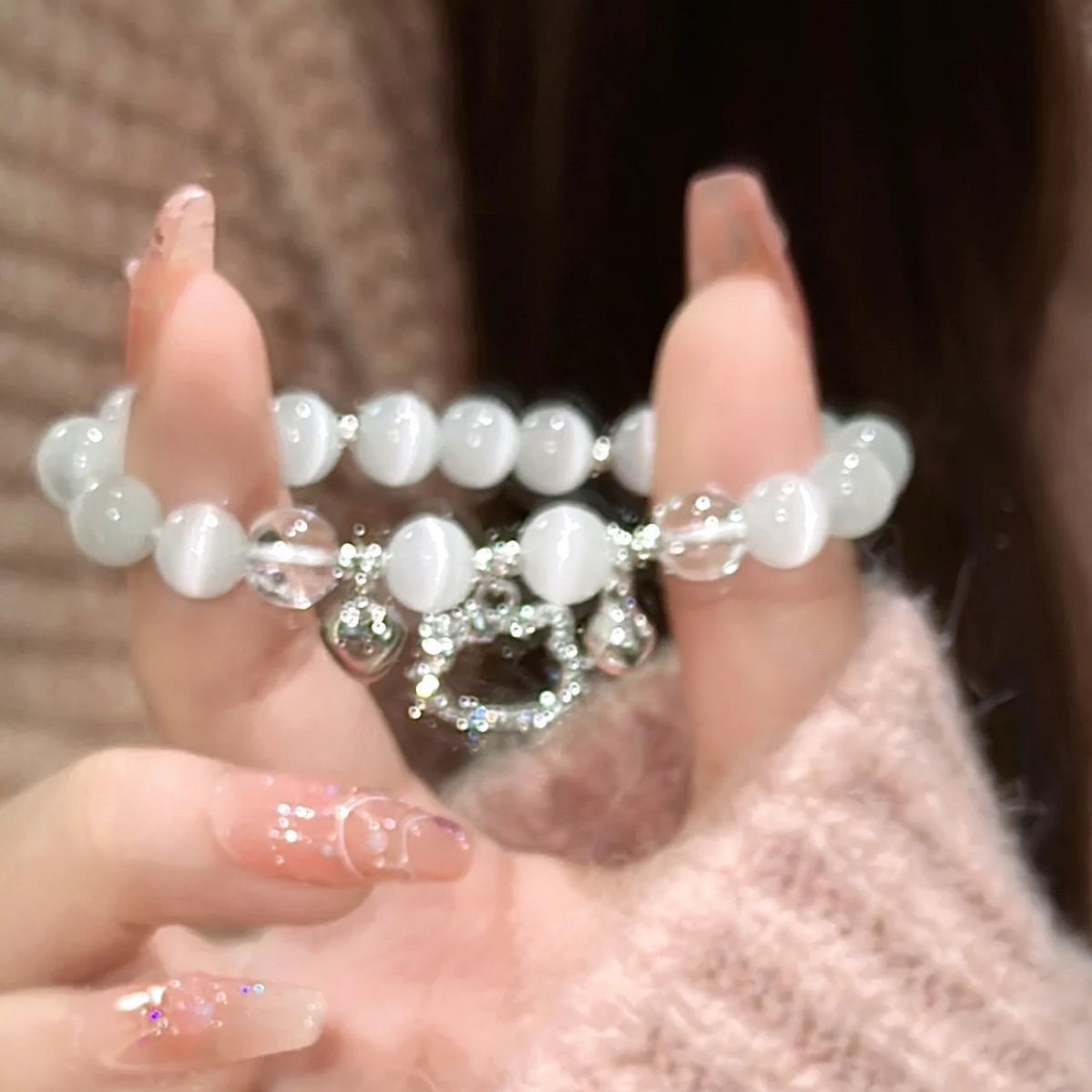 網紅可愛貓愛心鈴鐺手鍊女小眾設計ins送閨蜜禮物姐妹學生手