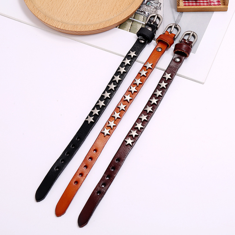 eBay Amazon Punk Vintage Accessories New Five-pointed Star Cowhide Bracelet Bar Street Dance Accessories