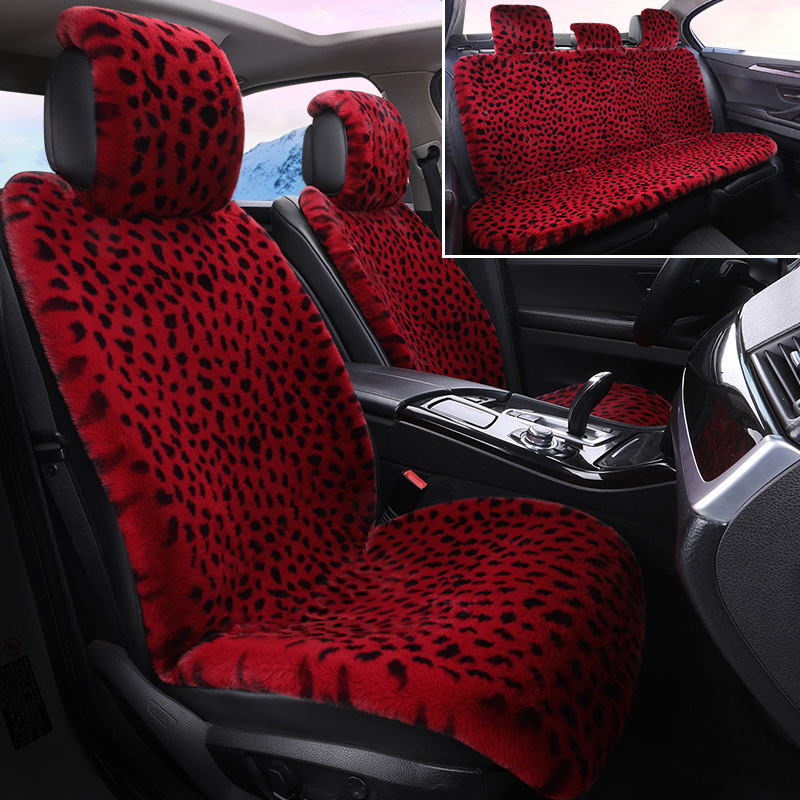 冬用車用シートクッション、ヒョウ柄、豪華な五人乗り車用ユニバーサルシート、シートヒーター付き一体型シートクッションカバー、車載用