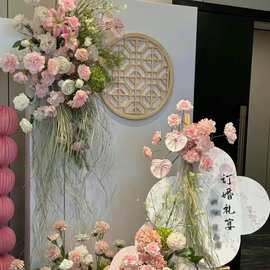 粉色系婚庆仿真花蝴蝶兰玫瑰假花婚房布置婚礼排花装饰年宵花花材