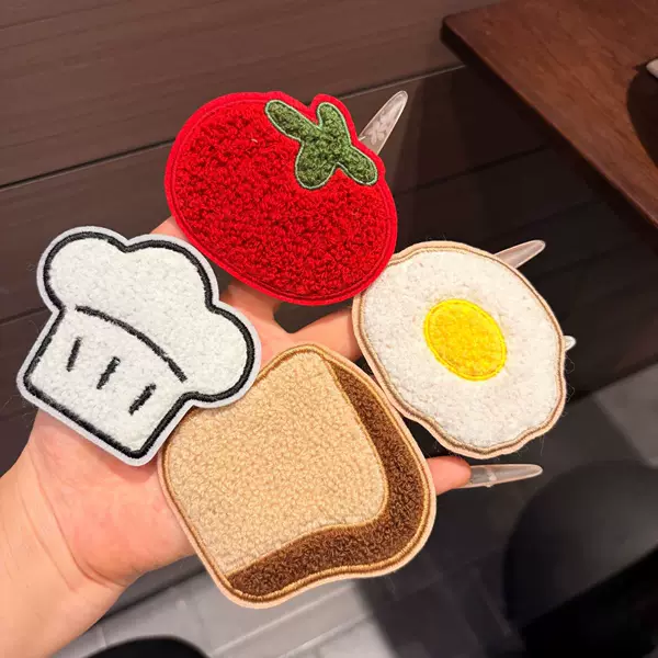 Spring and summer cute tomato and egg bangs stickers for women, cartoon animal seamless hair stickers, hair tidying magic stickers