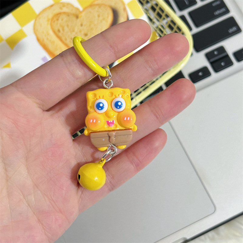 Nuevo Baby Esponja Pi Estrella llavero lindas campanas de dibujos animados colgantes accesorios bolsas escolares chicas regalos amigas
