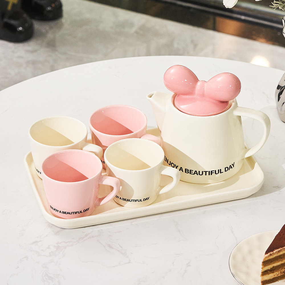 INS set completo de tazas de té de cerámica set de tetera de té casera alta taza de agua regalos de alquiler al por mayor