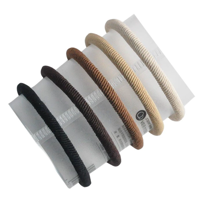 Яркое базовое резиновое сухожилия в Корейском стиле, простое эластичное кольцо для коричневых волос, саржевая веревка для галстука, Женская Базовая веревка для волос, простое кольцо