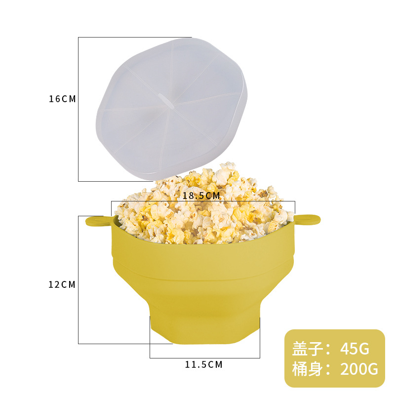 Cubo/bol para palomitas de maíz de silicona resistente al microondas y altas temperaturas, de Amazon transfronterizo, grande, con mango.